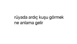 Rüyada ardıç kuşu görmek ne anlama gelir