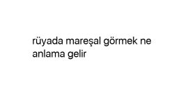 Rüyada mareşal görmek ne anlama gelir