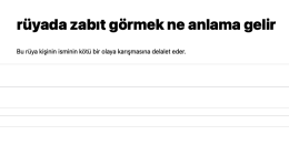 Rüyada zabıt görmek ne anlama gelir