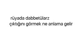 Rüyada dabbetülarz çıktığını görmek ne anlama gelir