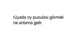 Rüyada oy pusulası görmek ne anlama gelir