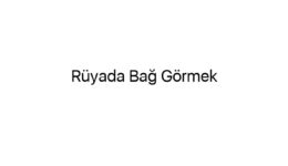 Rüyada Bağ Görmek