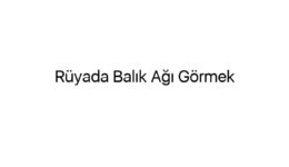 Rüyada Balık Ağı Görmek