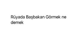 Rüyada Başbakan Görmek ne demek