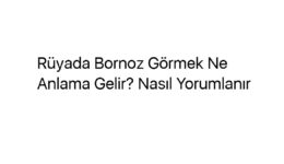 Rüyada Bornoz Görmek Ne Anlama Gelir? Nasıl Yorumlanır