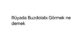 Rüyada Buzdolabı Görmek ne demek