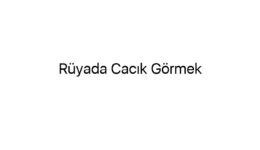 Rüyada Cacık Görmek