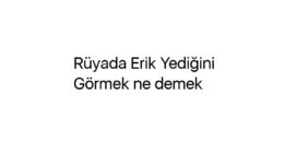 Rüyada Erik Yediğini Görmek ne demek