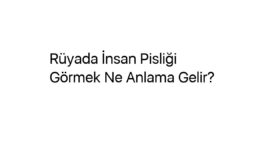 Rüyada İnsan Pisliği Görmek Ne Anlama Gelir?