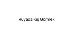 Rüyada Kış Görmek