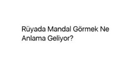 Rüyada Mandal Görmek Ne Anlama Geliyor?